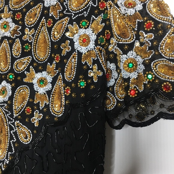 Vtg 80’s Lawrence Kazar Sequins Cocktail Dress - Picture 13 of 16